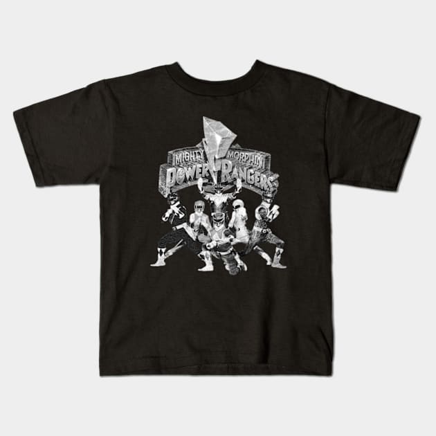 Mighty Morphin Power Rangers Kids T-Shirt by NandosGhotik